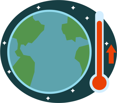 Globe with temperature meter showing increase