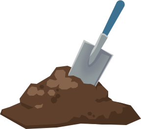 Mound of soil with shovel in it
