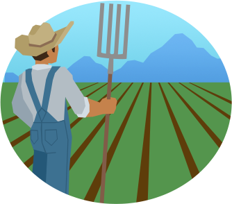 Farmer surveying crops